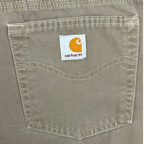 Carhartt Khaki Work Pants Womens 14x32 WB002 Cotton Straight Leg Made in Mexico - Picture 6 of 7